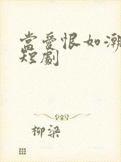 当爱恨如潮生 短剧