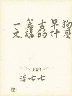 一篇古早狗血虐文讲的什么