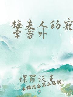 梅夫人的宠夫日常番外