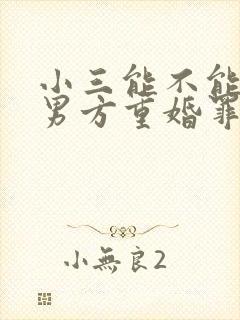 小三能不能起诉男方重婚罪