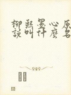 柳熙墨心原著小说叫什么名字