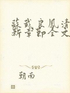 苏武良凤清婉最新章节全文免费阅读