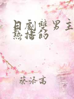 日剧双男主最近热播的