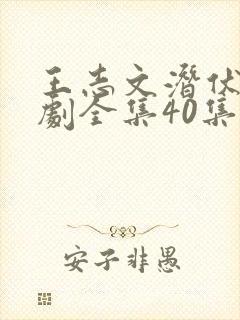 王志文潜伏电视剧全集40集免费观看下载