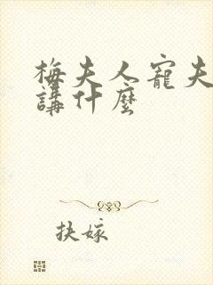 梅夫人宠夫日常讲什么