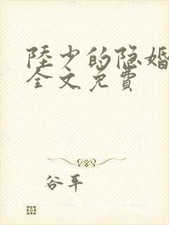 陆少的隐婚罪妻全文免费