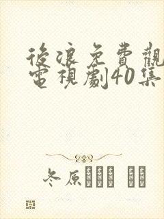 后浪免费观看的电视剧40集