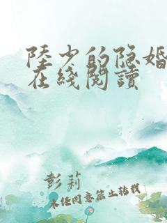 陆少的隐婚罪妻在线阅读