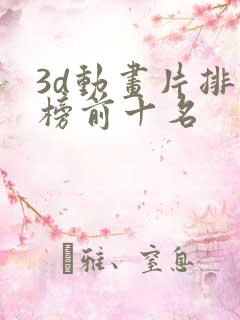 3d动画片排行榜前十名