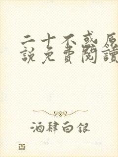 二十不惑原著小说免费阅读