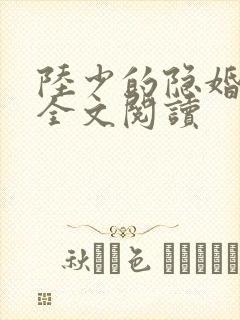 陆少的隐婚罪妻全文阅读