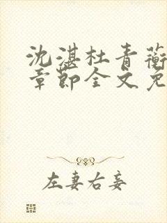 沈湛杜青蘅最新章节全文免费阅读笔趣阁