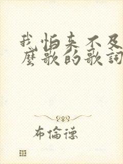 我怕来不及是什么歌的歌词