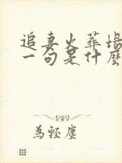 追妻火葬场前面一句是什么