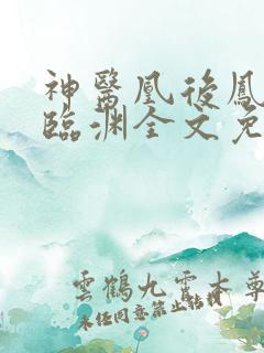 神医凰后凤舞君临渊全文免费阅读