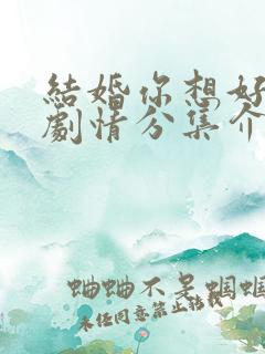 结婚你想好了吗剧情分集介绍大全