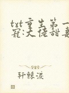 txt重生第一宠:大佬甜妻宠上天