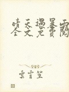 晴天遇暴雨小说全文免费阅读