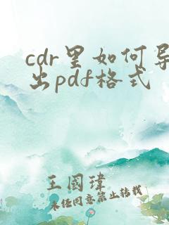 cdr里如何导出pdf格式