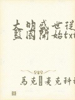 大明盛世从太子监国开始txt下载