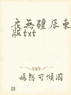 夜无疆辰东无错版txt