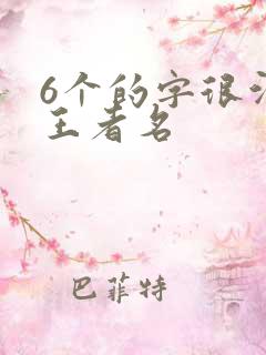 6个的字很污的王者名