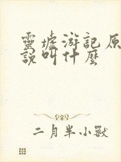 灵墟游记原著小说叫什么