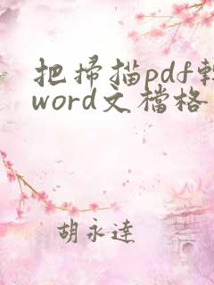 把扫描pdf转word文档格式