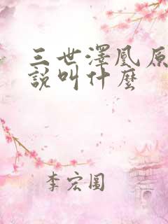 三世泽凰原著小说叫什么