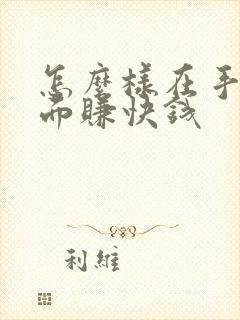 怎么样在手机上面赚快钱