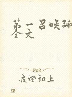 第一召唤师小说全文