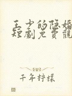 王少的隐婚甜妻短剧免费观看