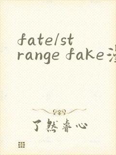 fate/strange fake漫画免费看