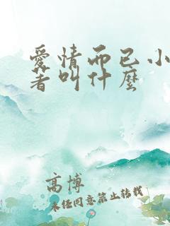 爱情而已小说原著叫什么