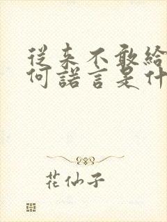 从来不敢给你任何诺言是什么歌