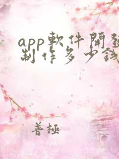 app软件开发制作多少钱