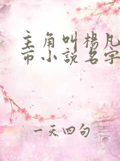 主角叫杨凡的都市小说名字