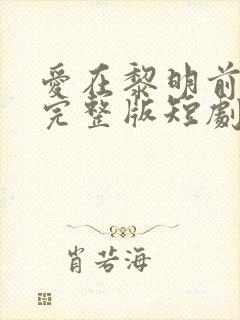 爱在黎明前升起完整版短剧