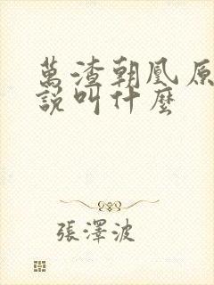 万渣朝凰原著小说叫什么