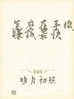 怎么在手机上面赚钱最快