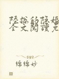 陆总的隐婚娇妻全文阅读免费