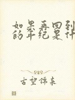 如果再回到当初的年纪是什么歌