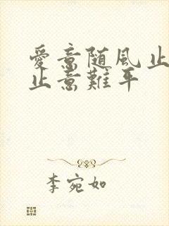 爱意随风止,风止意难平