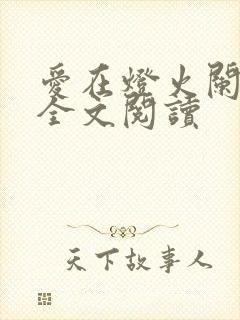 爱在灯火阑珊时全文阅读