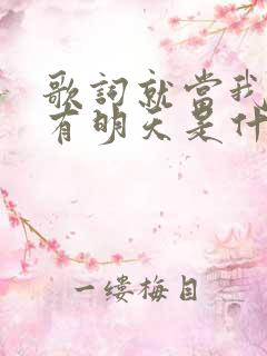 歌词就当我俩没有明天是什么歌