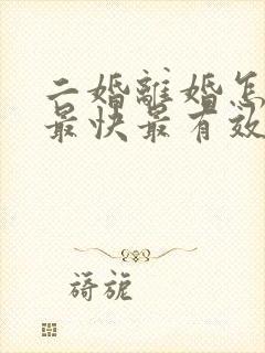 二婚离婚怎么离最快最有效