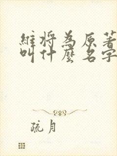 维将为原著小说叫什么名字