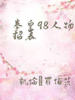 拳皇98人物出招表