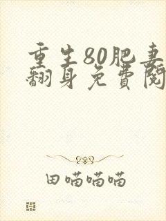 重生80肥妻要翻身免费阅读