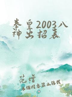 拳皇2003八神出招表